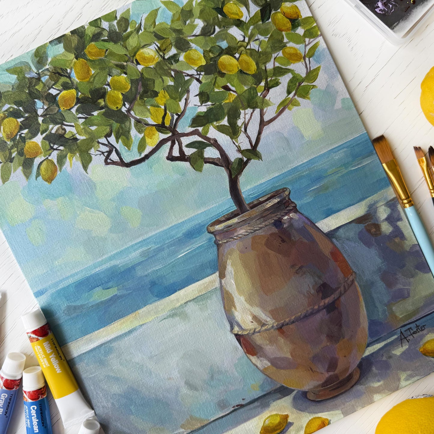 Lemon Breeze. Original acrylic painting.