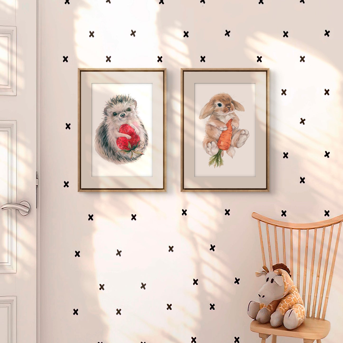 Strawberry Squeezer and Carrot Keeper. Set of Two Fine Art Prints.