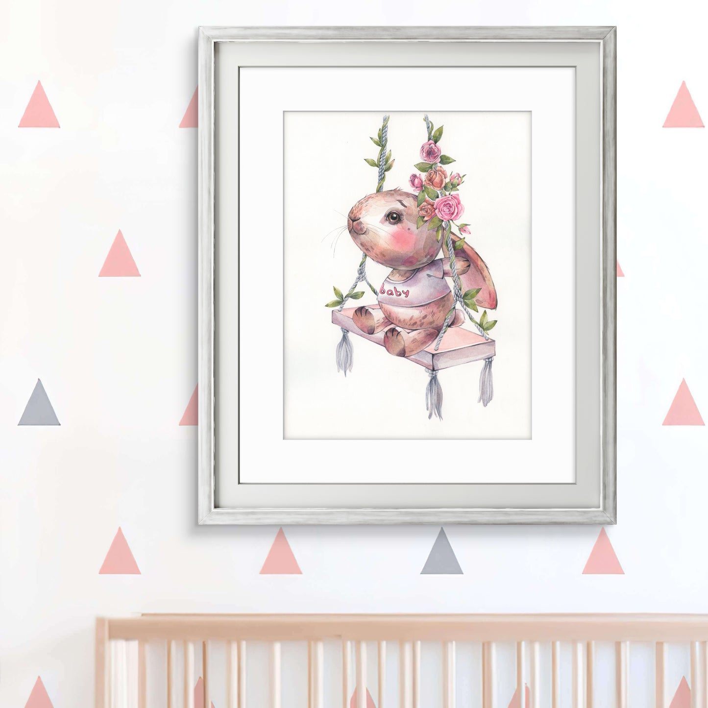 Sweet baby rabbit. Original watercolor painting.