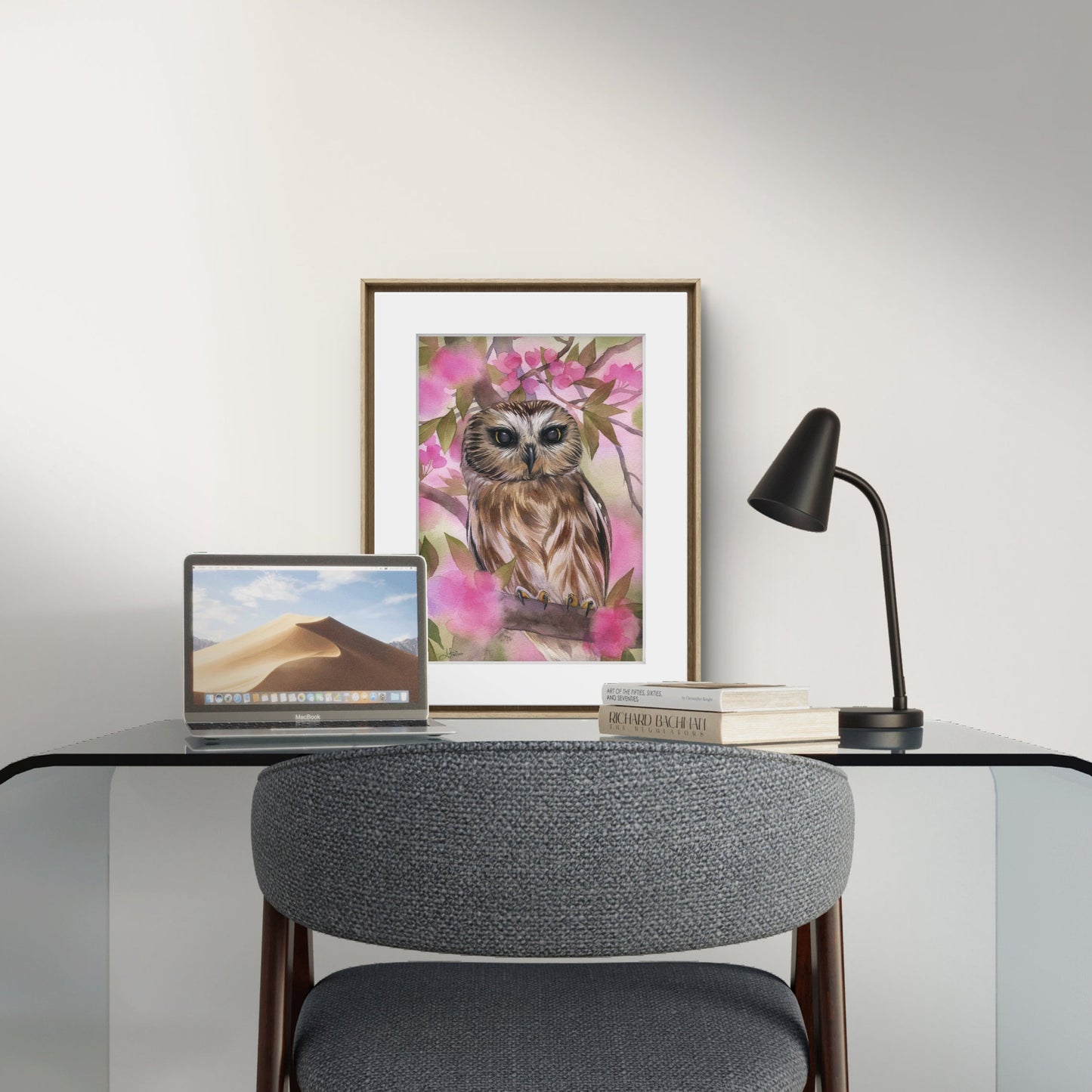 Blossom Watcher. Original watercolor painting.