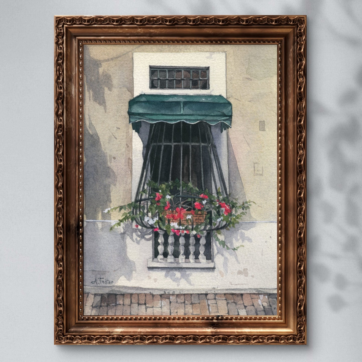 Colonial Charm. Original watercolor painting.