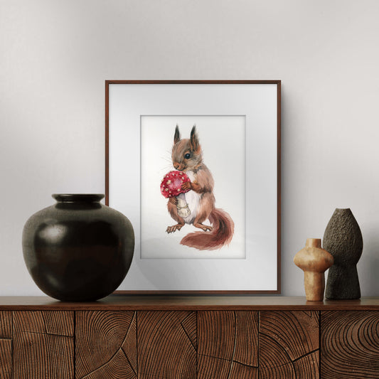 Baby Squirrel. Original watercolor painting.
