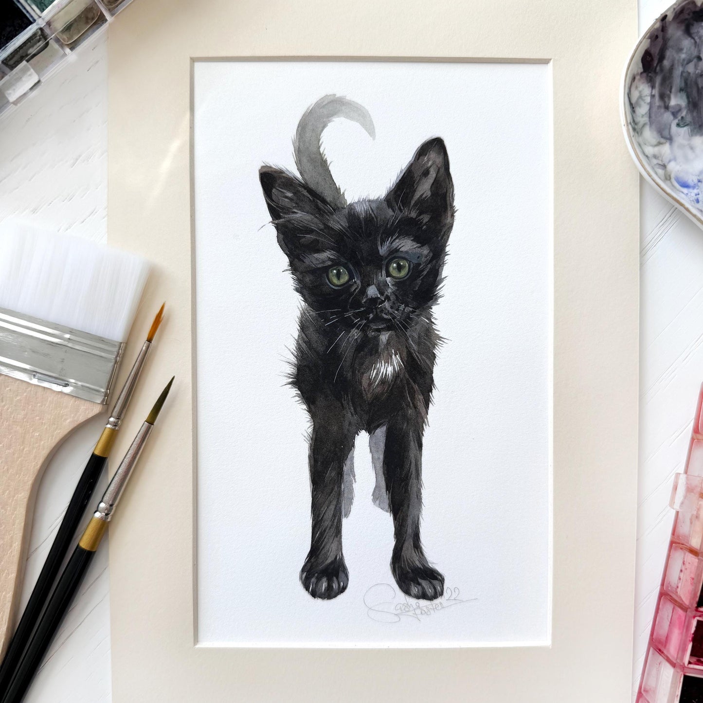 Little Panther. Original watercolor painting.