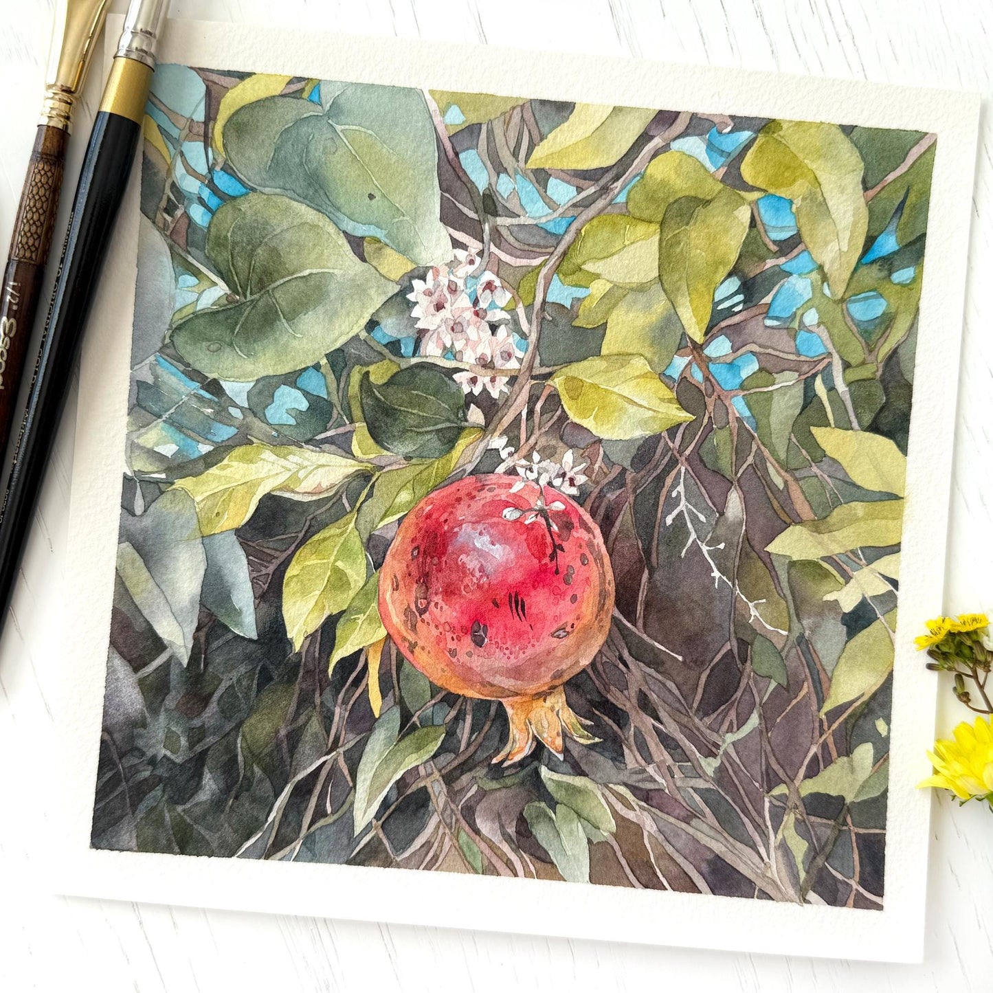 Scarlet Jewel. Original watercolor painting.