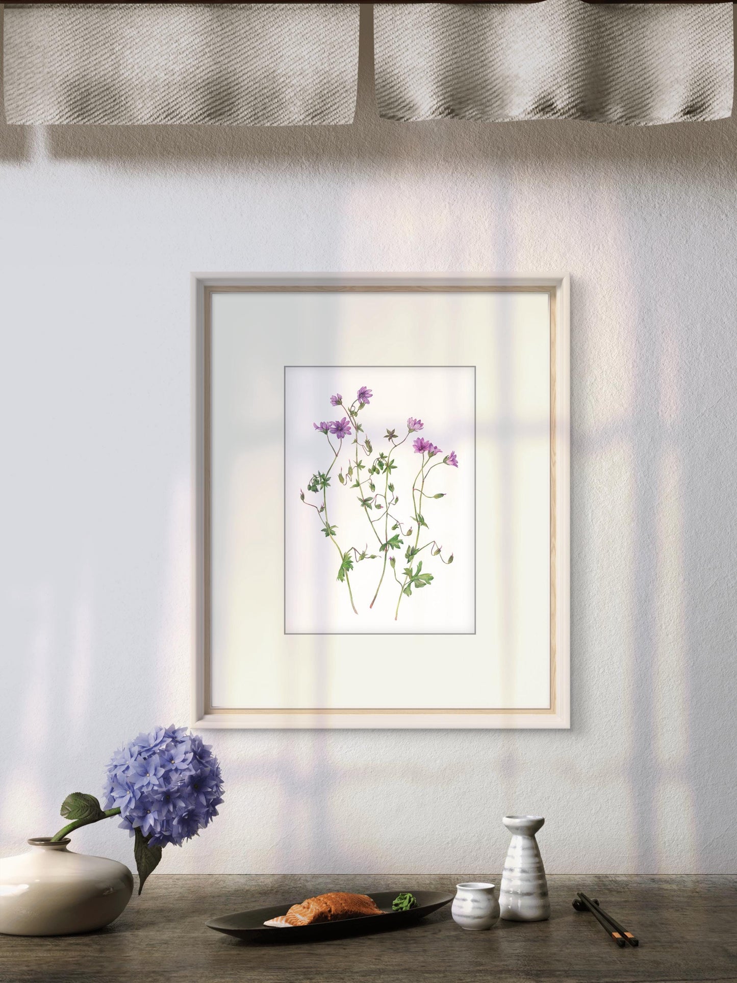 Purple wildflowers. Original watercolor painting.
