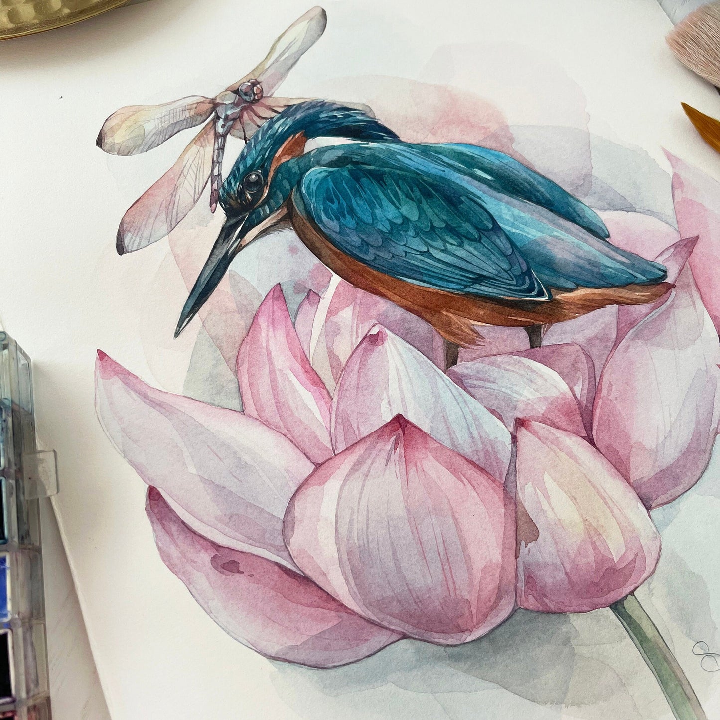Charlie the Kingfisher. Original watercolor painting.