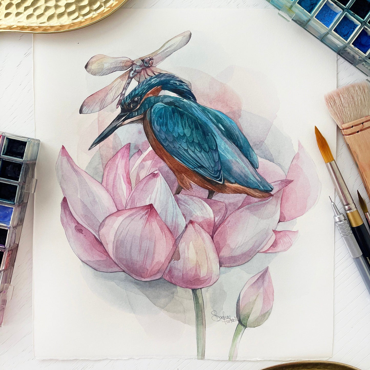 Charlie the Kingfisher. Original watercolor painting.