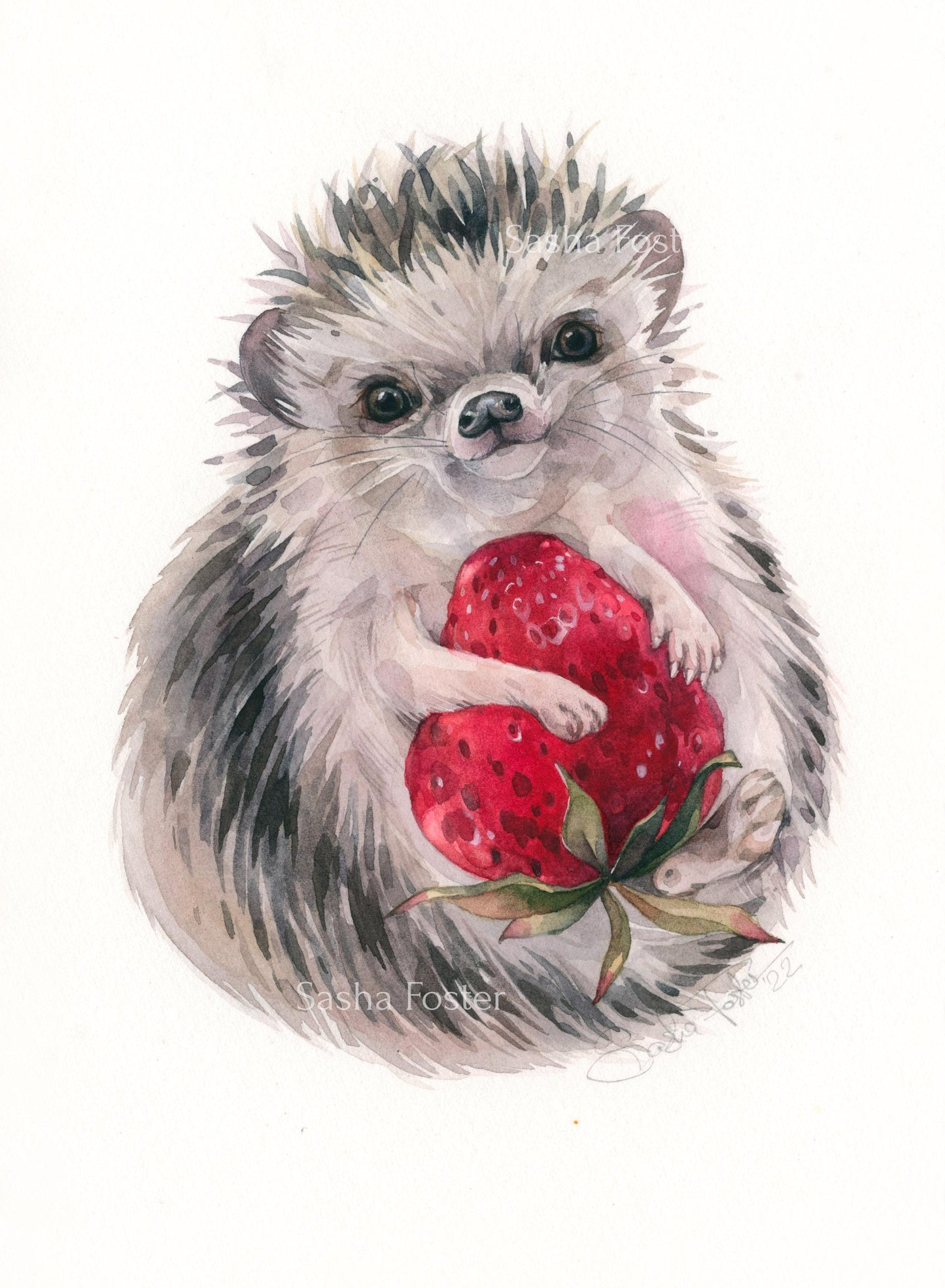 Strawberry Squeezer. Original watercolor painting.