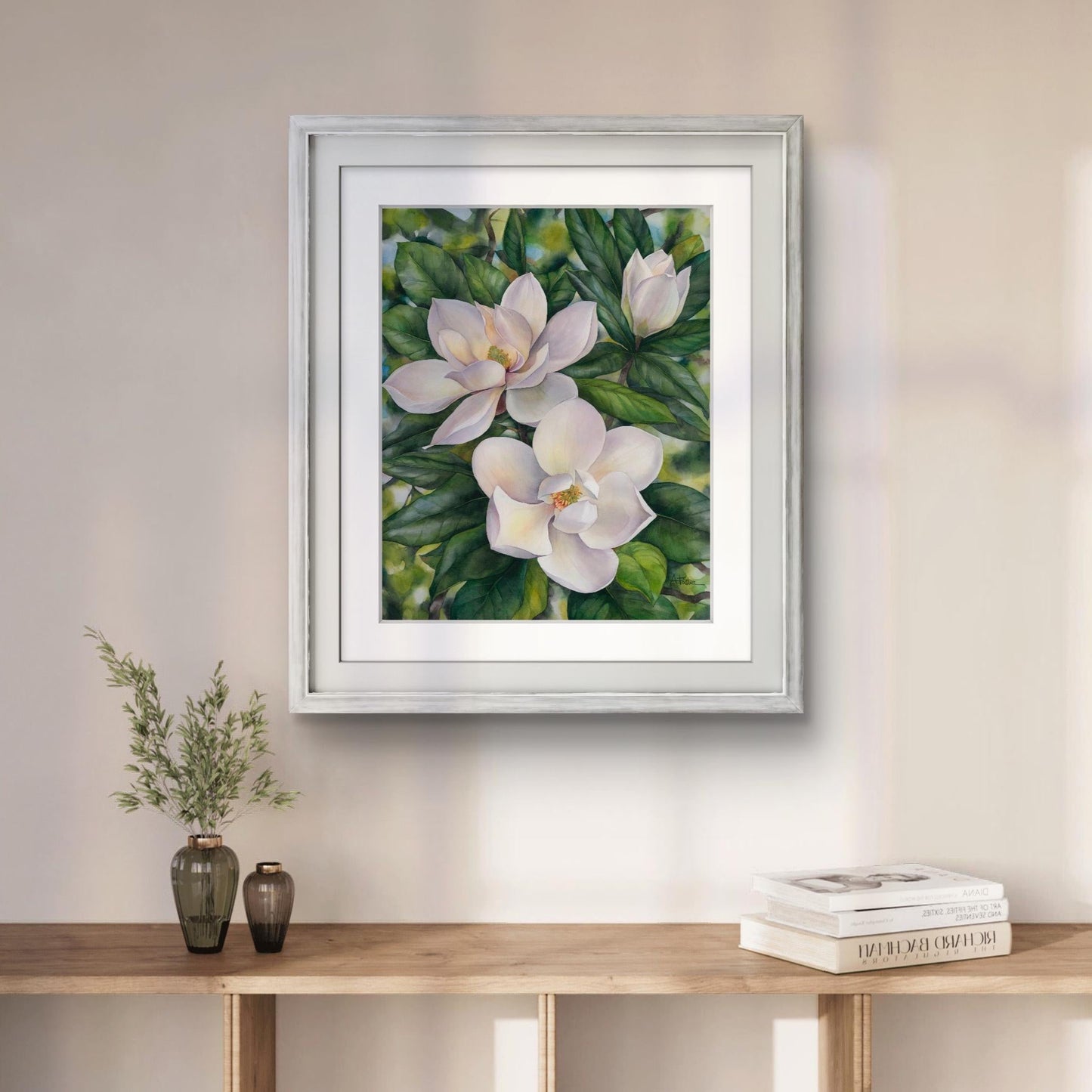 Southern Magnolias. Original watercolor painting.