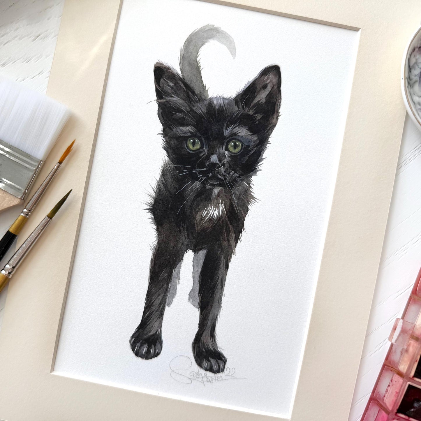 Little Panther. Original watercolor painting.