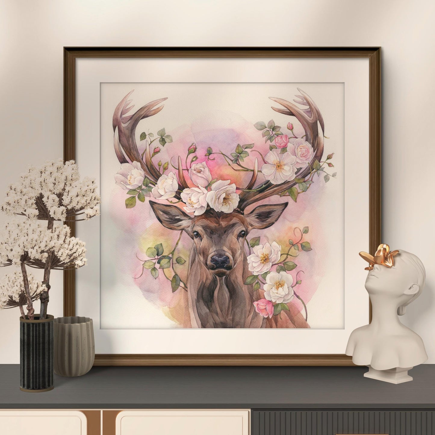 Dominic the Deer. Original watercolor painting.