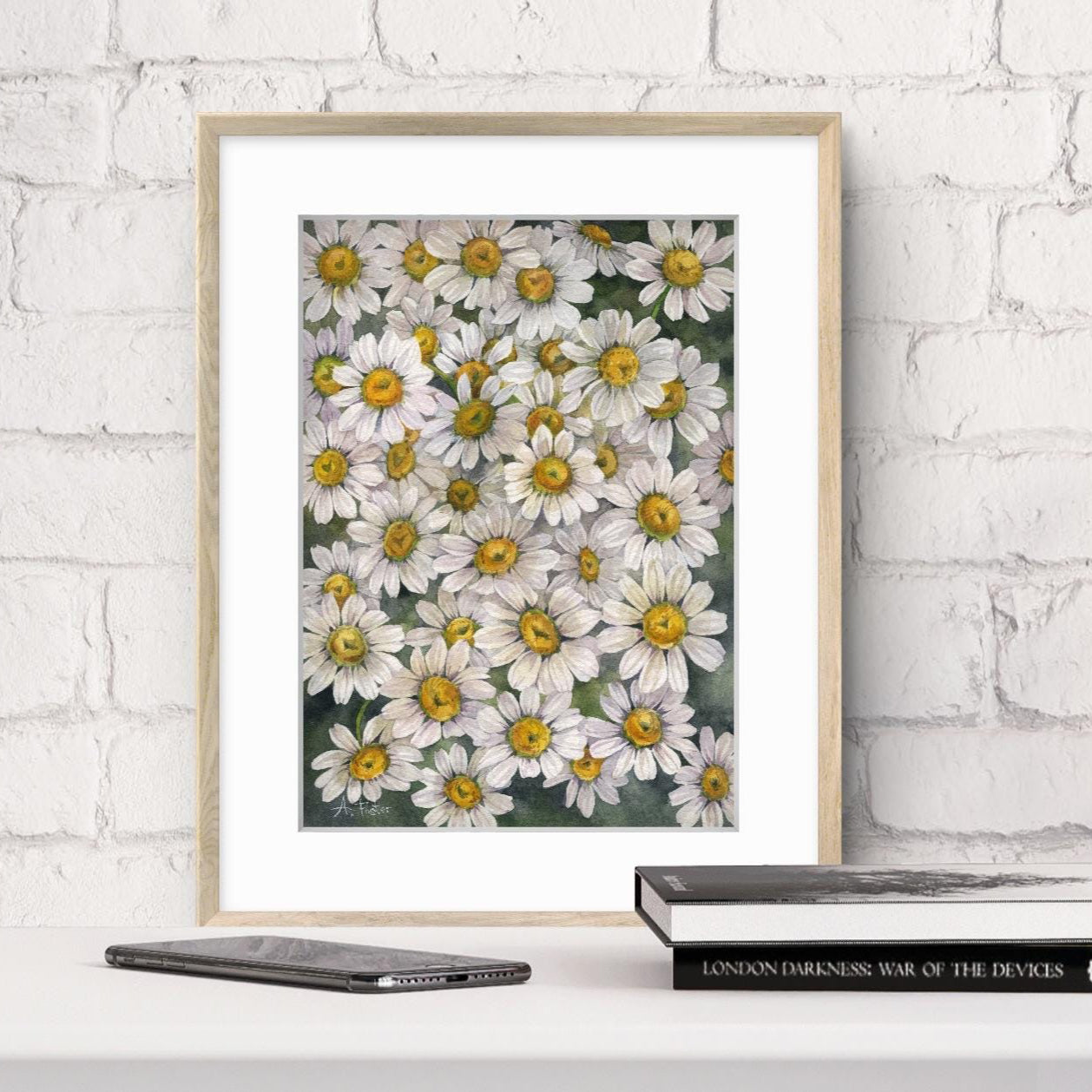 All the Daisies. Original watercolor painting.