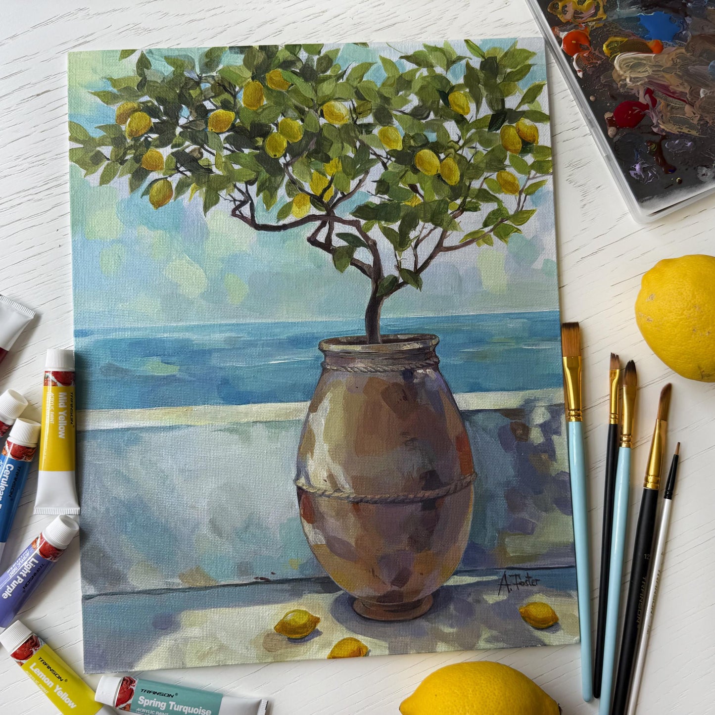 Lemon Breeze. Original acrylic painting.