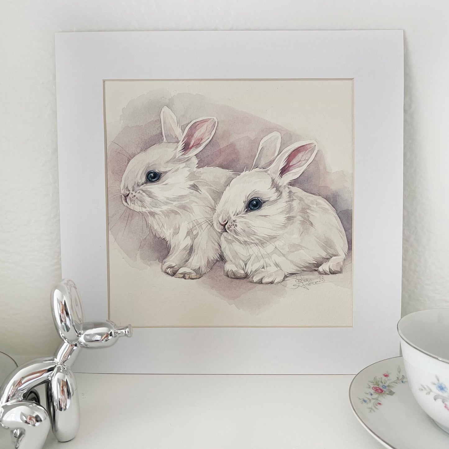 Bunny Bliss. Original watercolor painting.