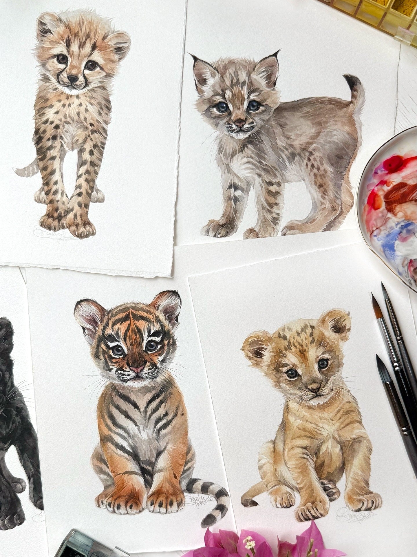Baby Tiger. Original watercolor painting.