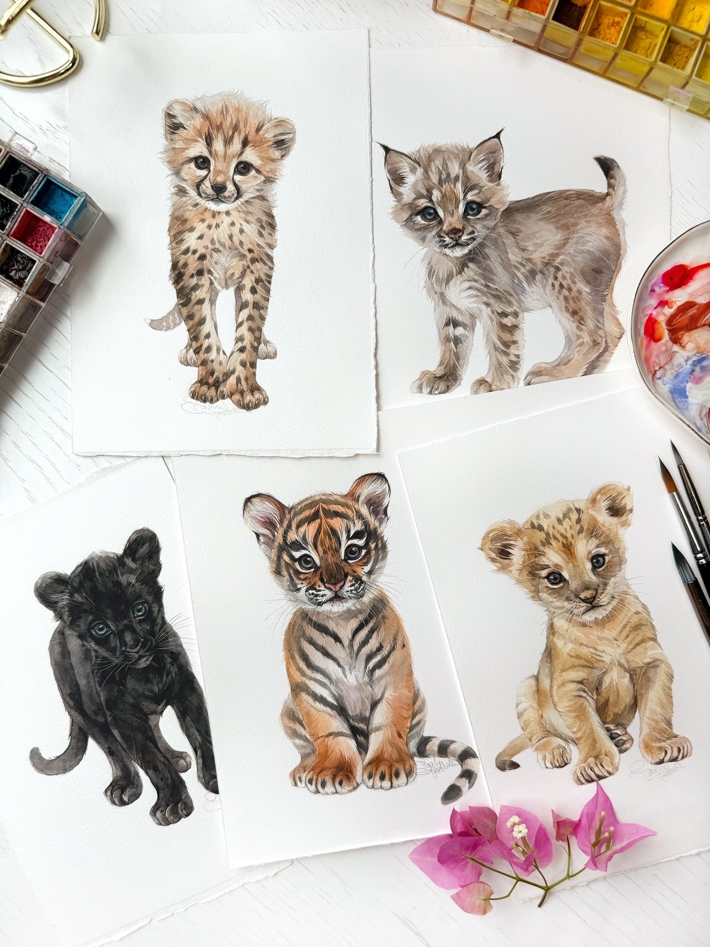 Baby Lion. Original watercolor painting.