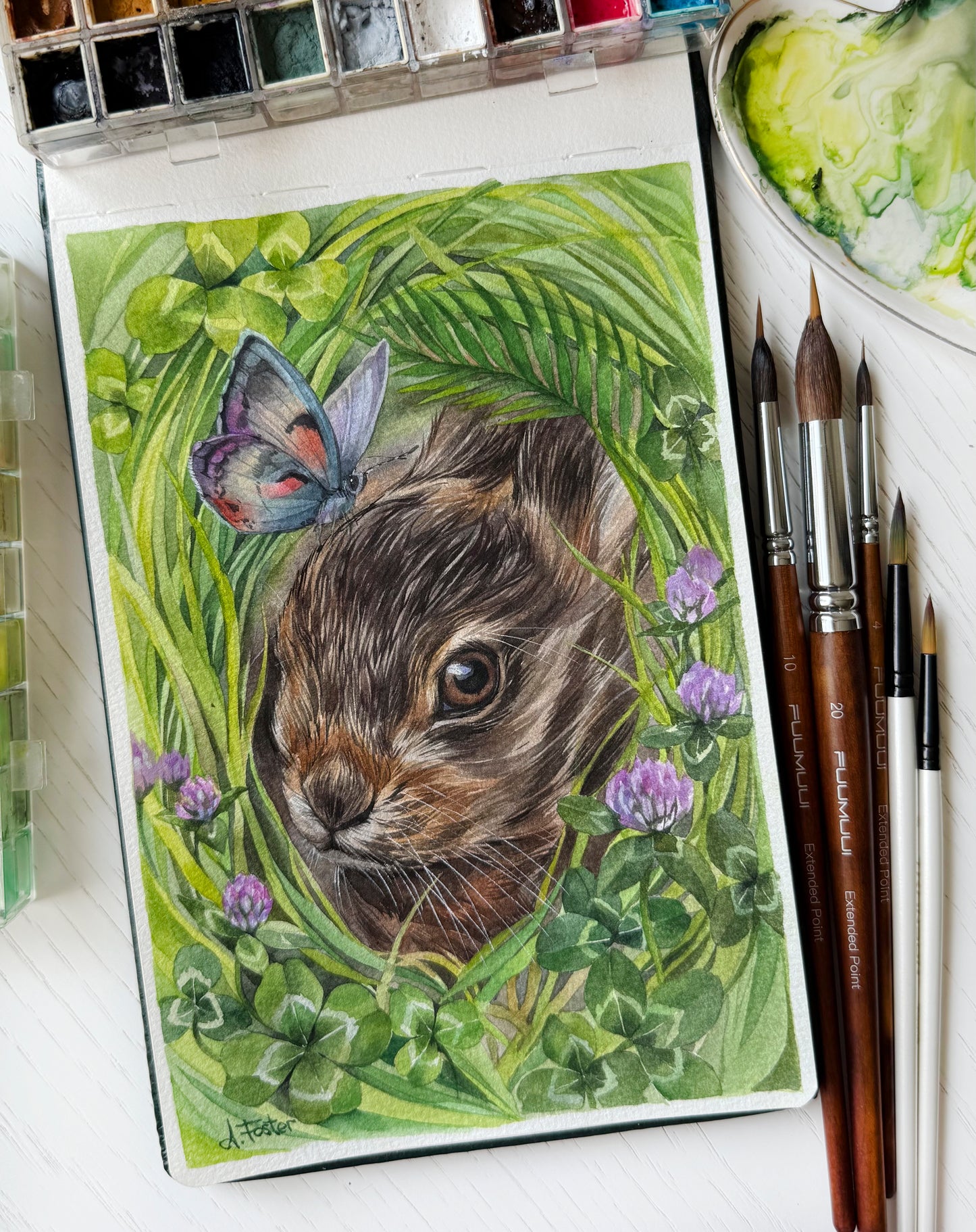 Hidden in the Meadow. Original watercolor painting.
