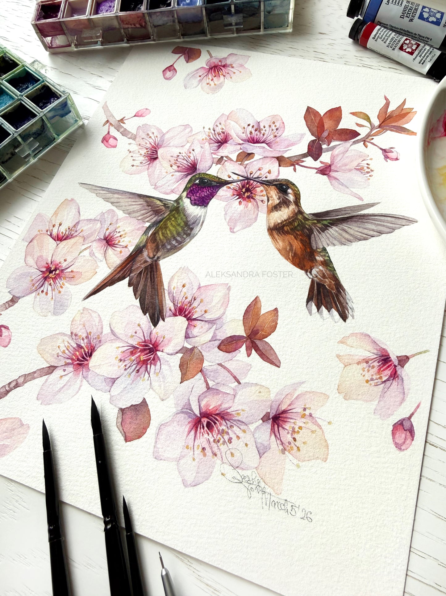 Spring in Flight. Original watercolor painting.