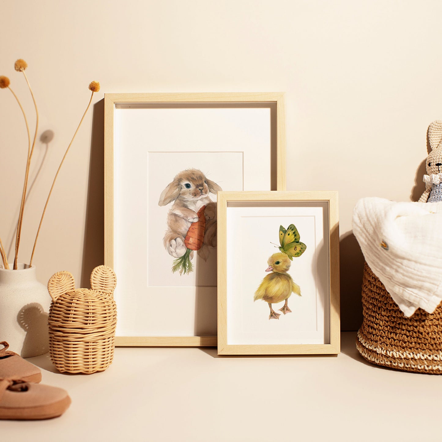 The Duckling and the Butterfly. Fine Art Print.