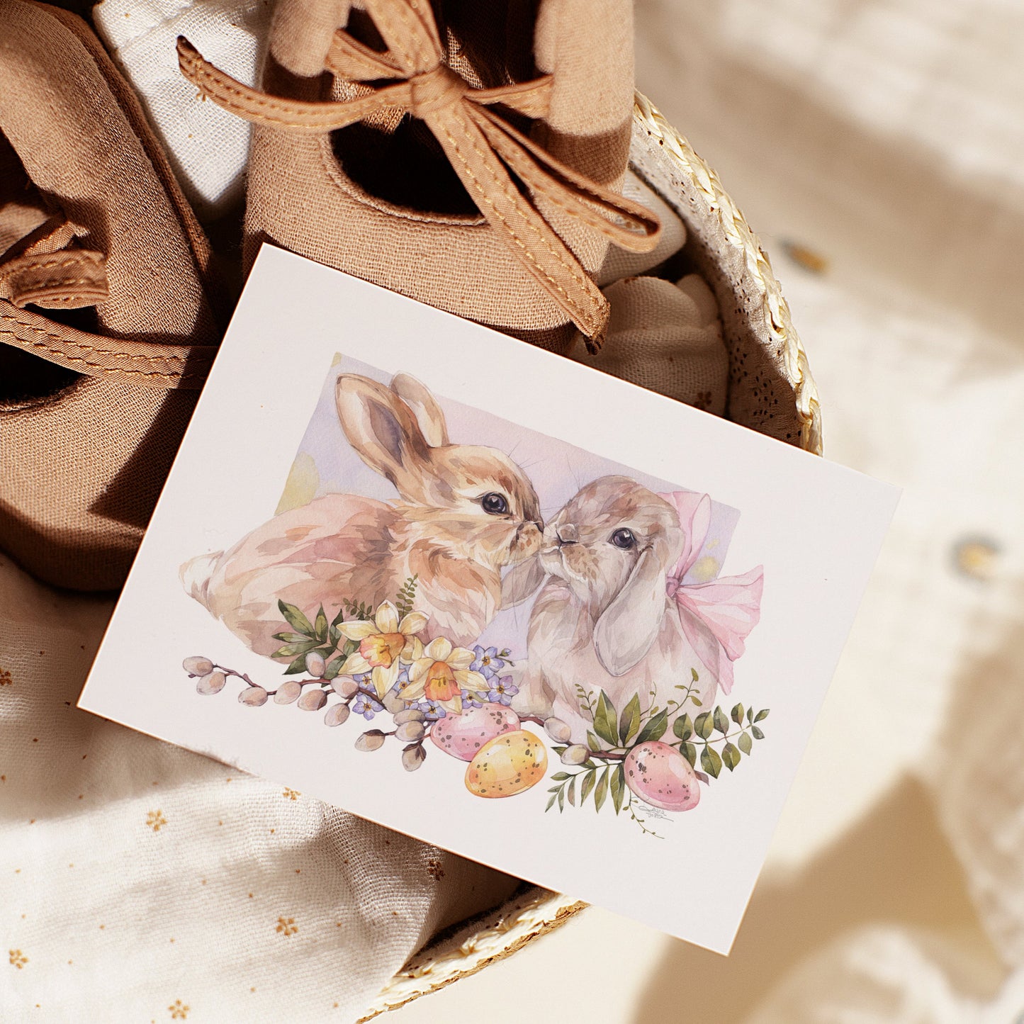 Springtime Easter Bunnies. Fine Art Print.