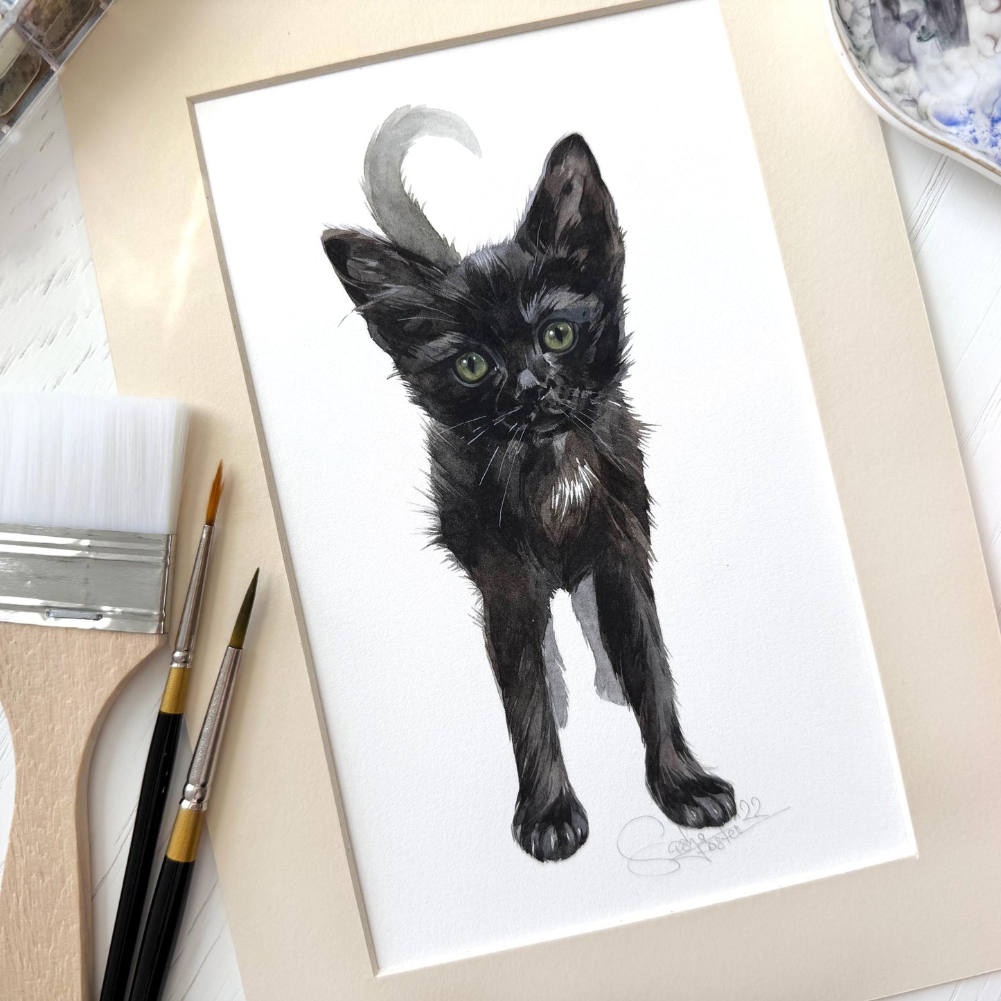 Little Panther. Original watercolor painting.