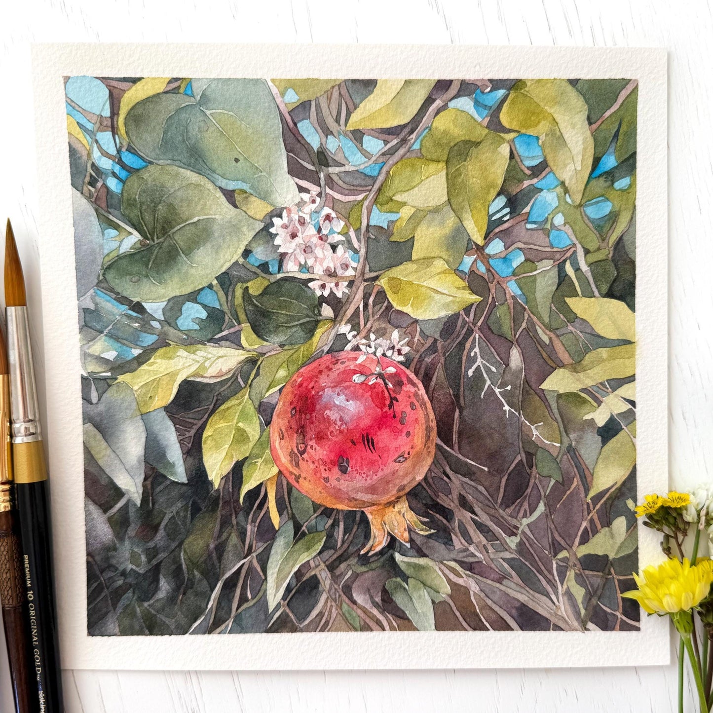 Scarlet Jewel. Original watercolor painting.
