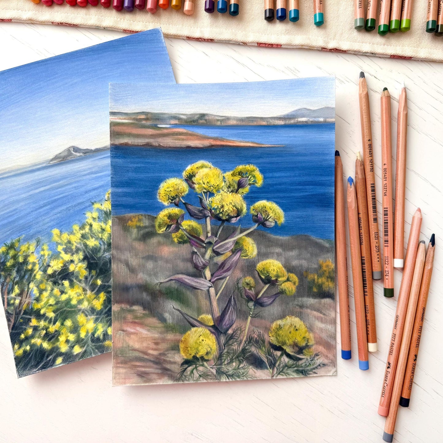 Seaside Blossoms. Original hand-painted artwork.