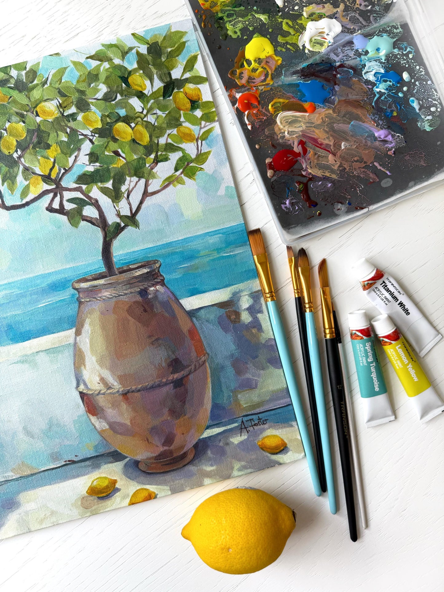 Lemon Breeze. Original acrylic painting.