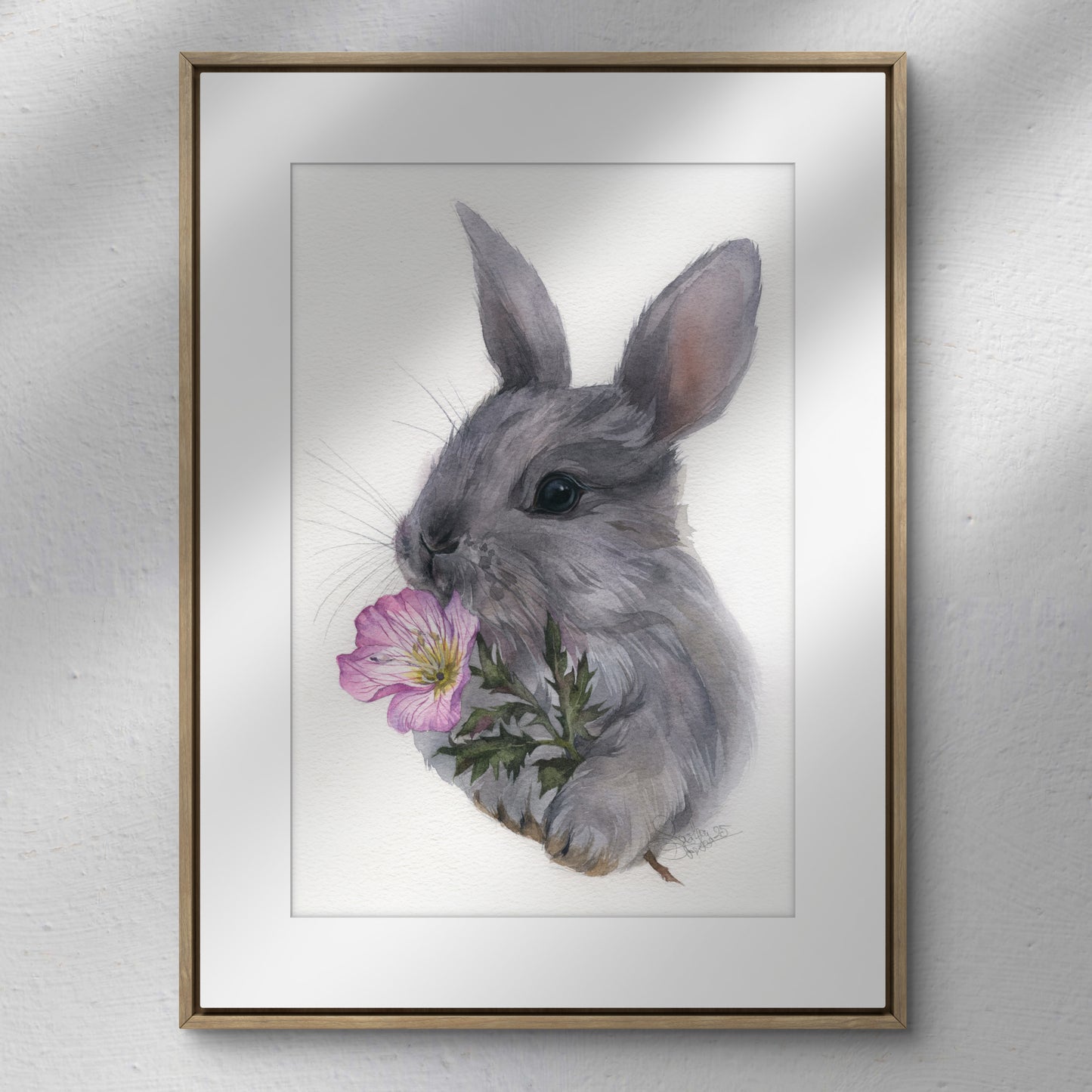 Spring Rabbit. Original watercolor painting.