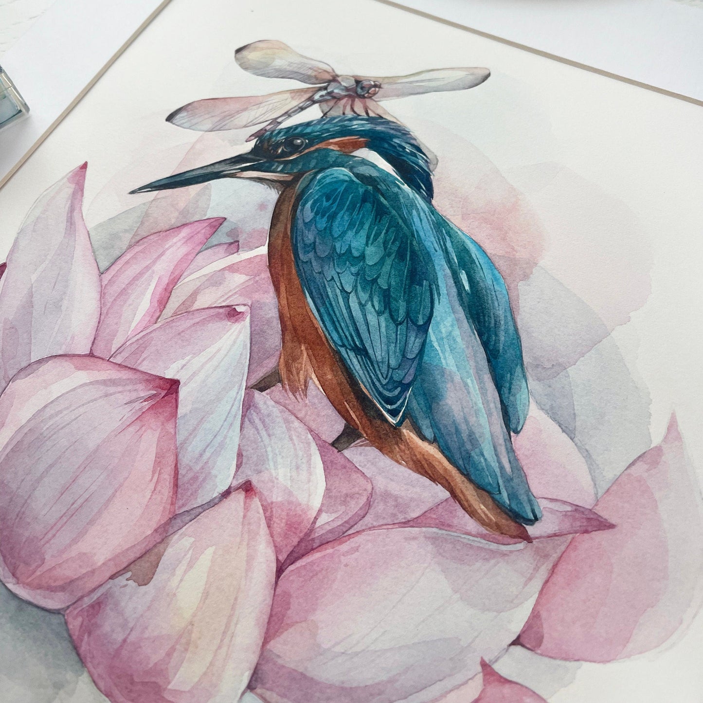 Charlie the Kingfisher. Original watercolor painting.