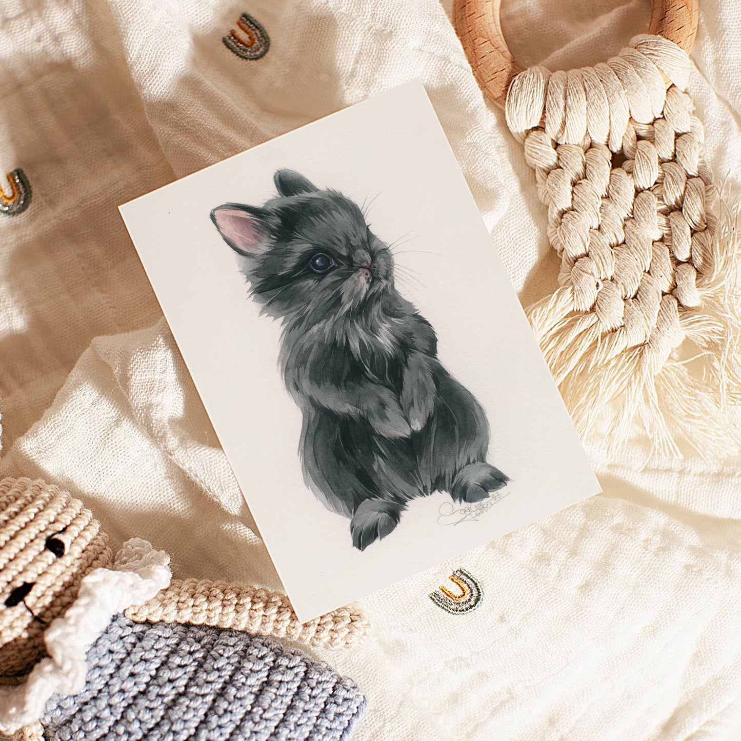 Baby Rabbit. Original watercolor painting.