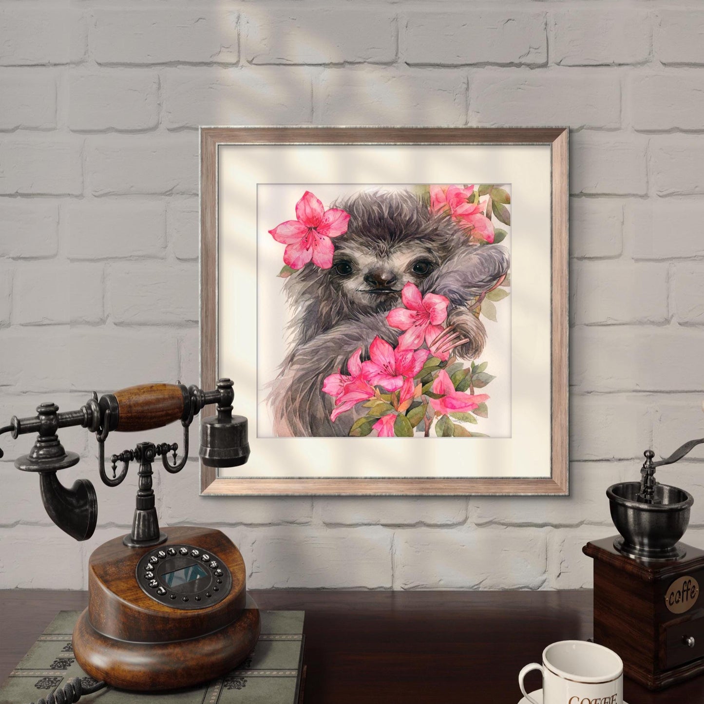 Lily the Sloth. Original watercolor painting.