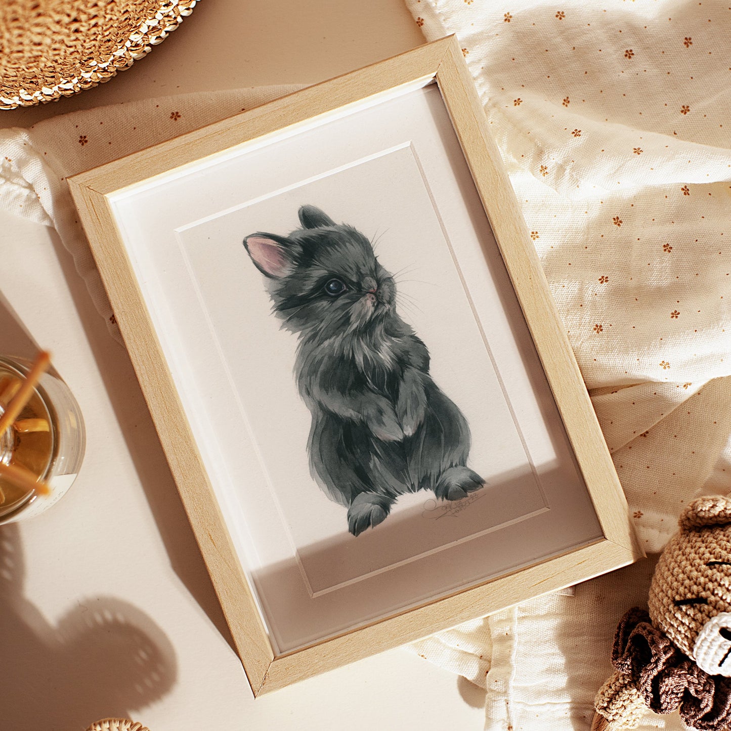 Baby Rabbit. Original watercolor painting.