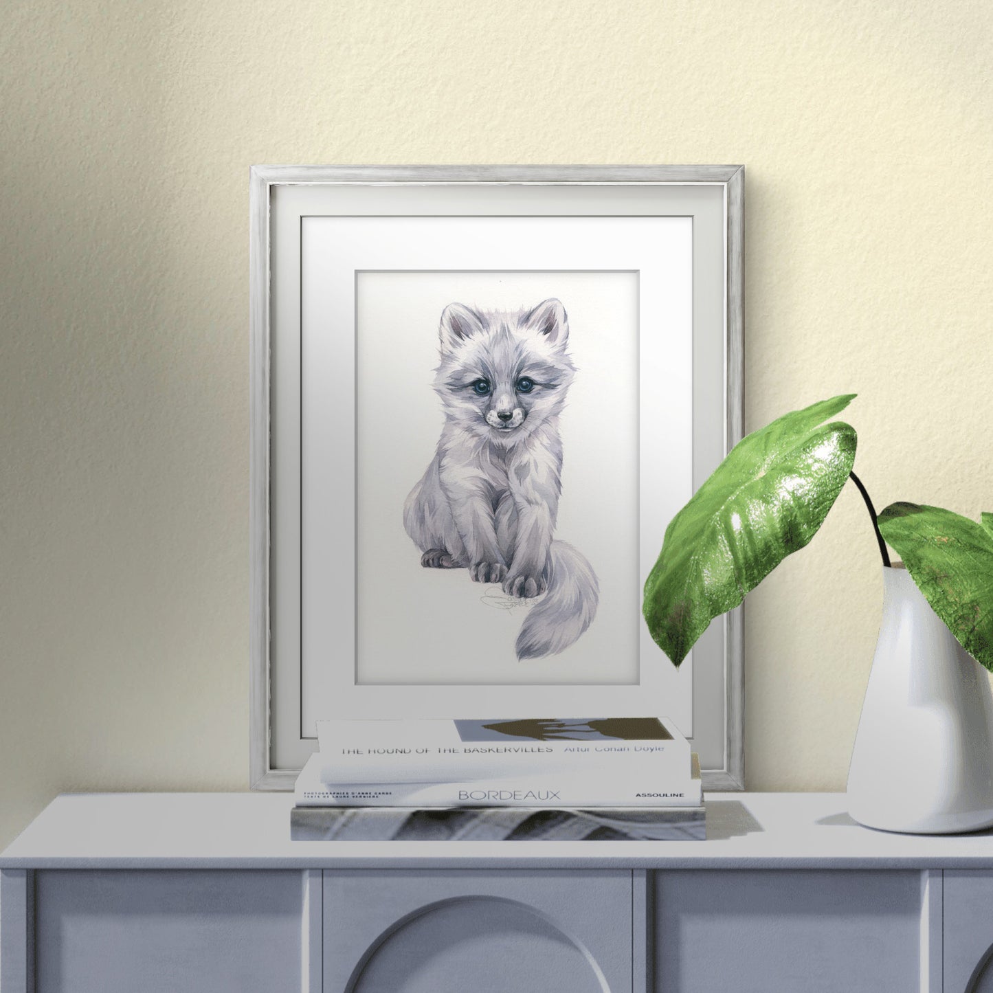 Alisa the Polar Fox. Original watercolor painting.