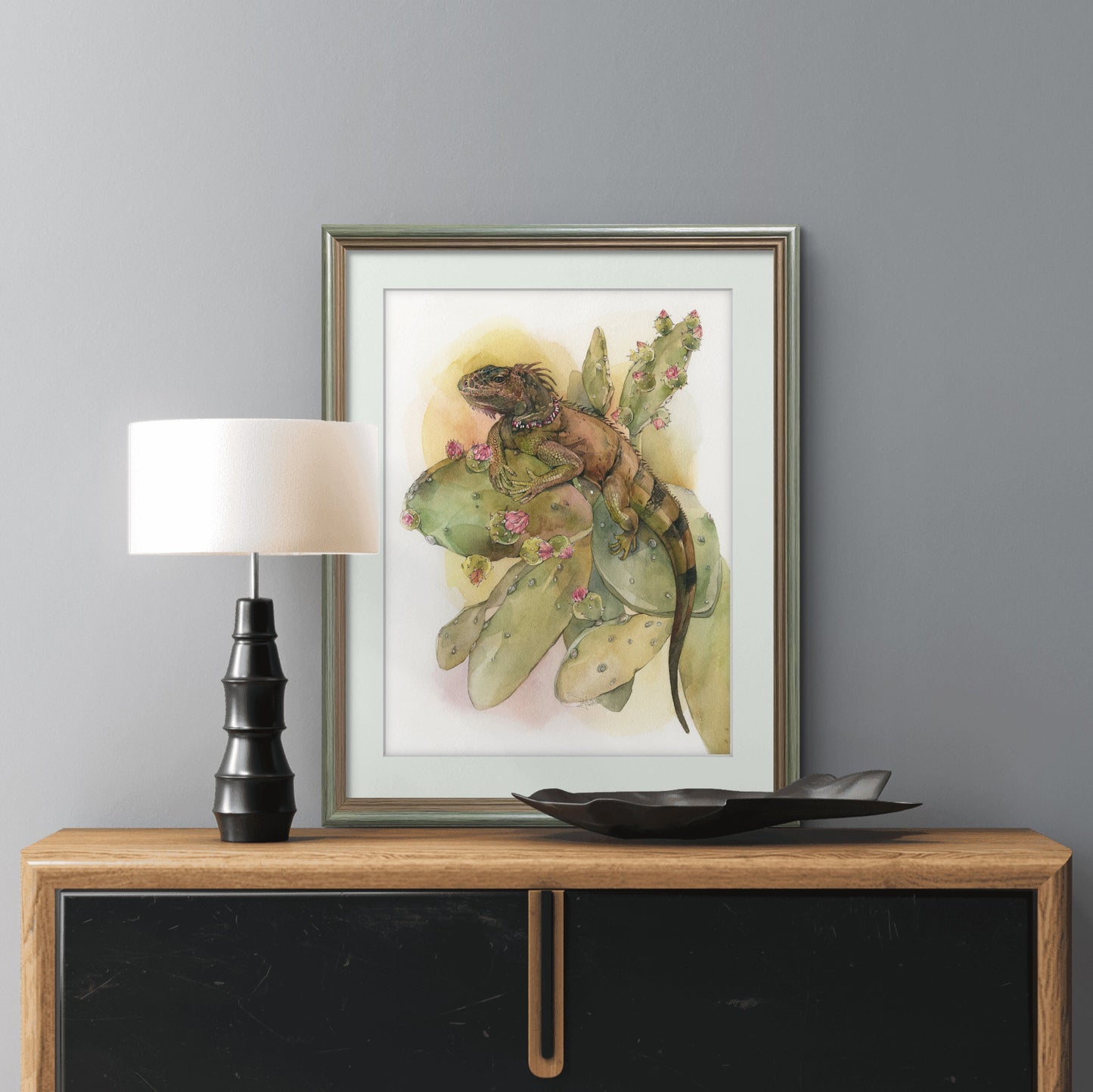 Anton the Iguana. Original watercolor painting.