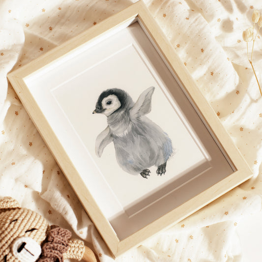 Baby Penguin. Original watercolor painting.