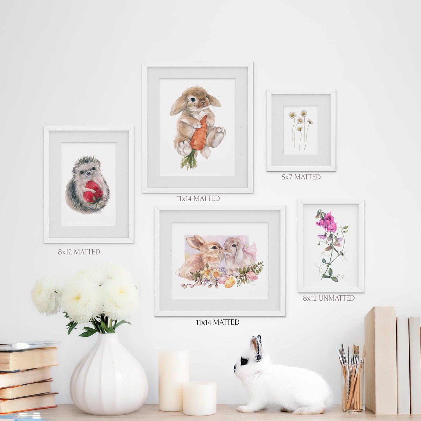Springtime Easter Bunnies. Fine Art Print.