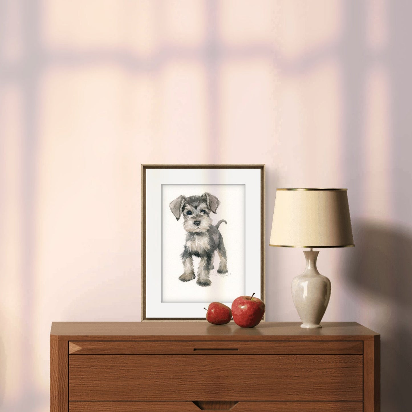 Baby Schnauzer. Original watercolor painting.