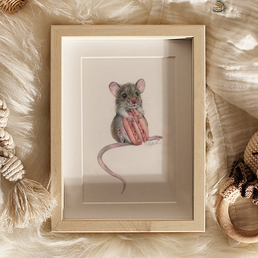 Macaron Mouse. Original watercolor painting.
