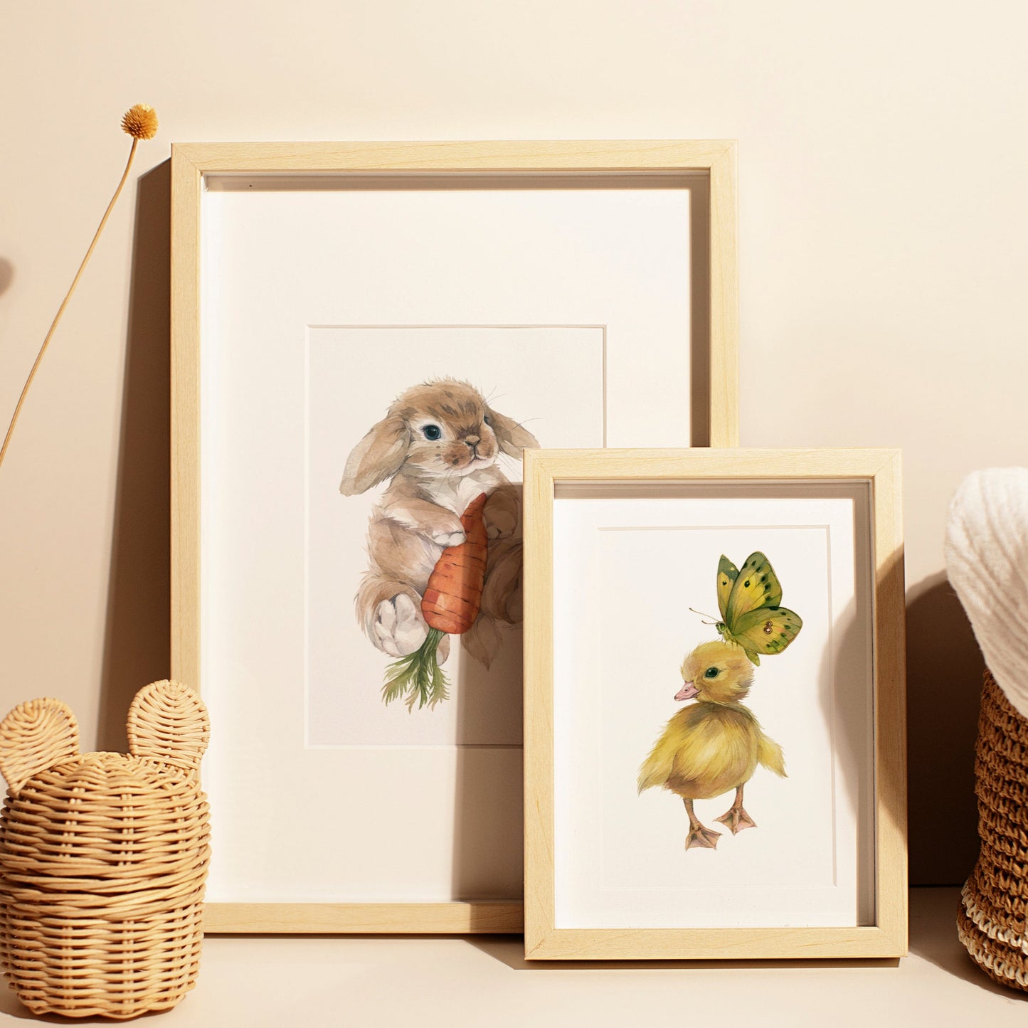 The Duckling and the Butterfly. Fine Art Print.