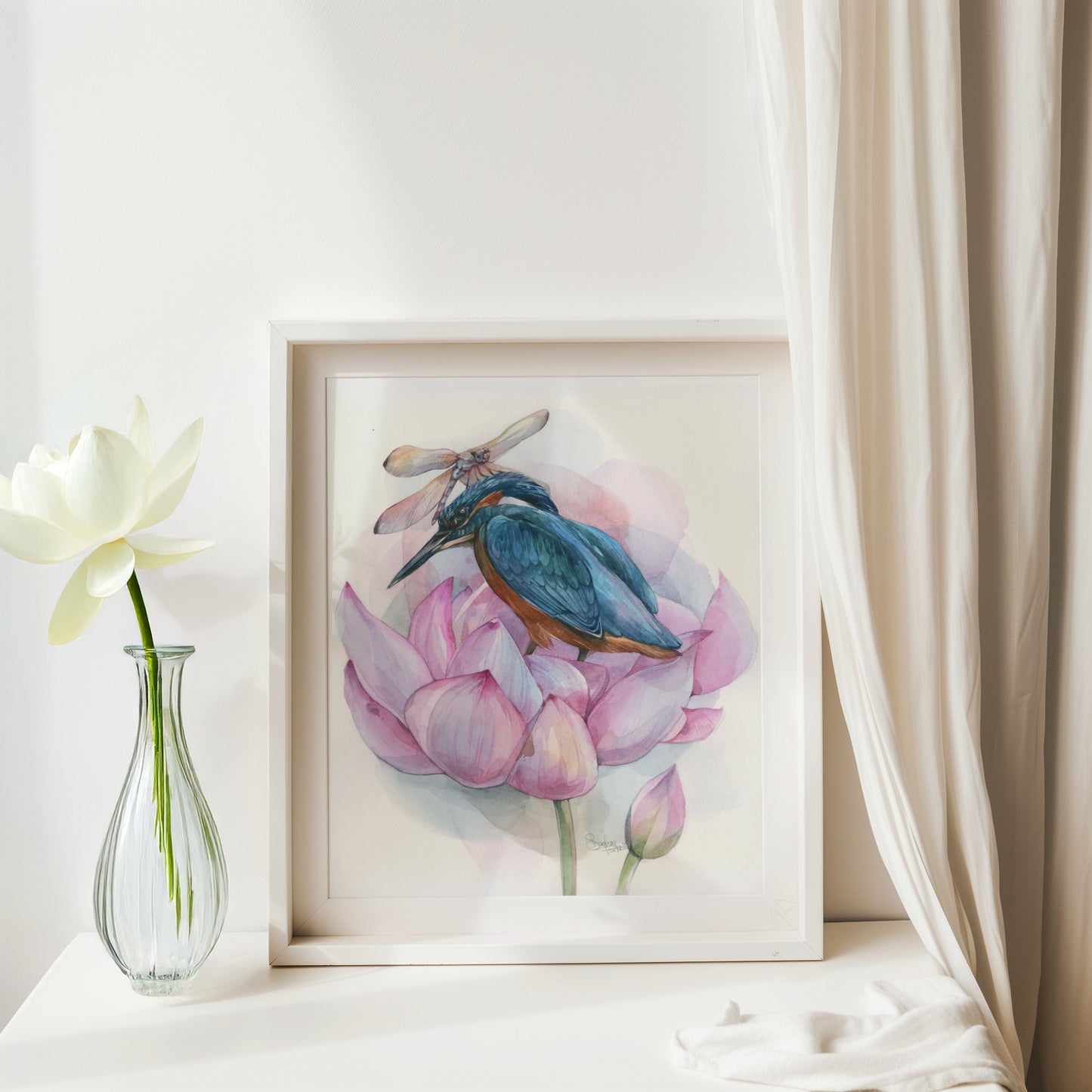 Charlie the Kingfisher. Original watercolor painting.