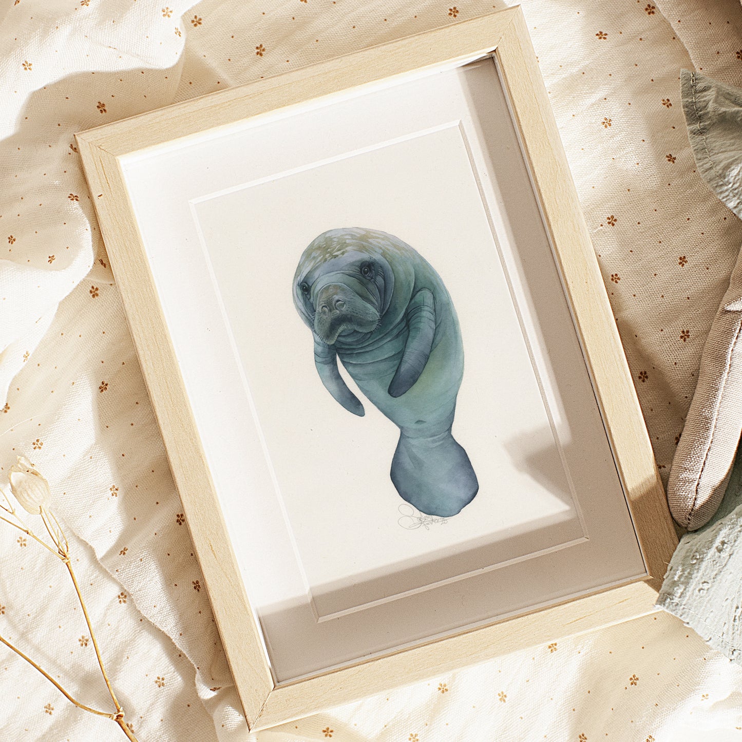Baby Manatee. Original watercolor painting.