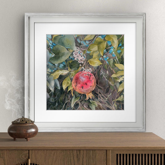 Scarlet Jewel. Original watercolor painting.