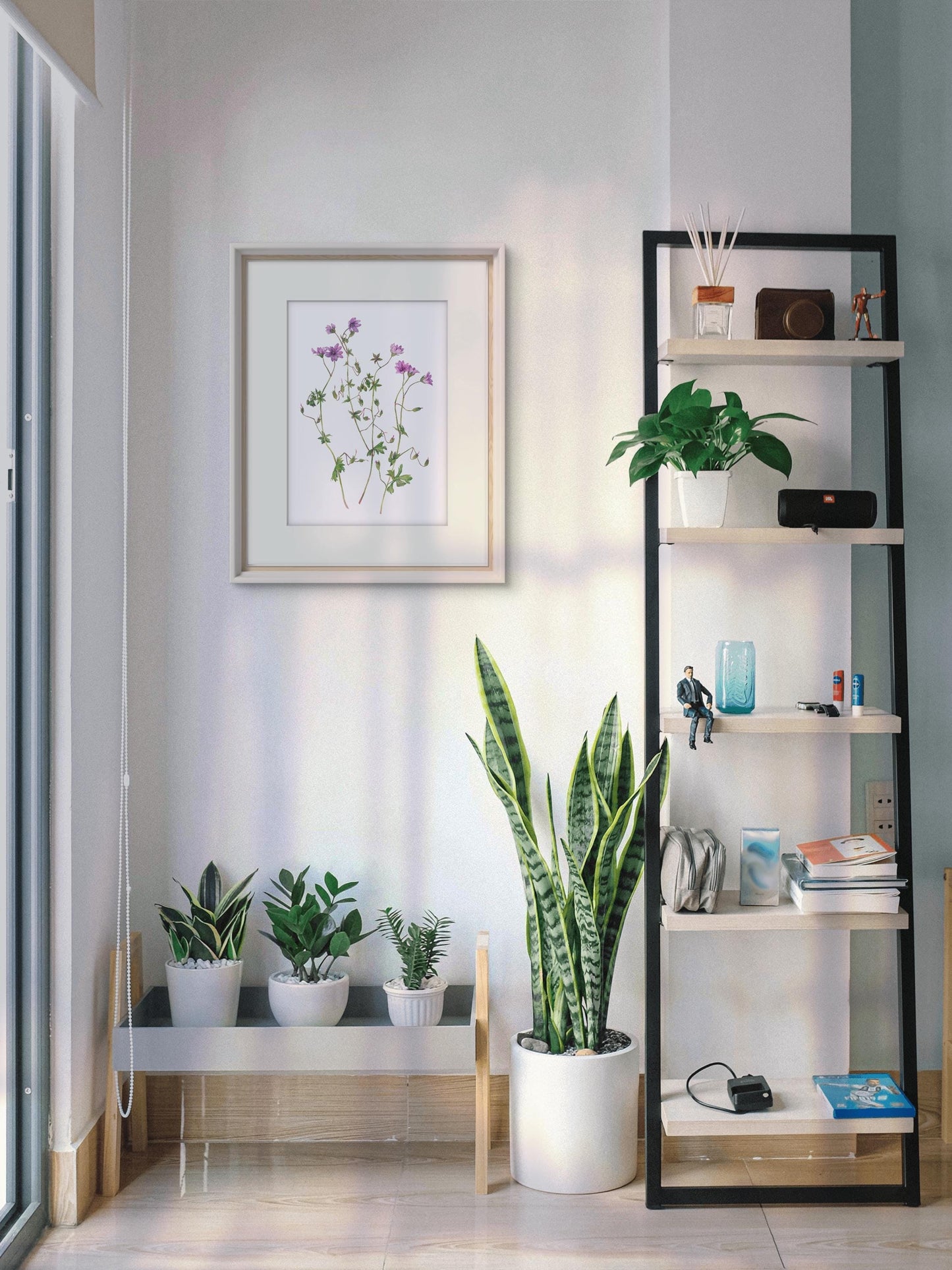 Purple wildflowers. Original watercolor painting.