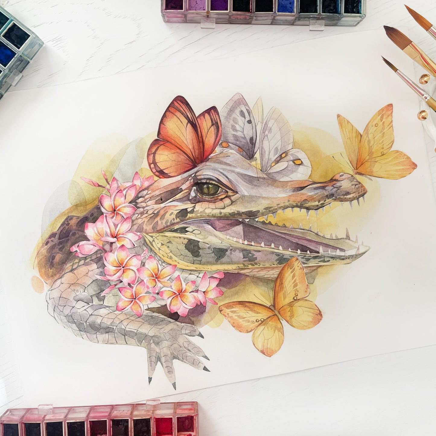 Butterfly Belle. Original watercolor painting.