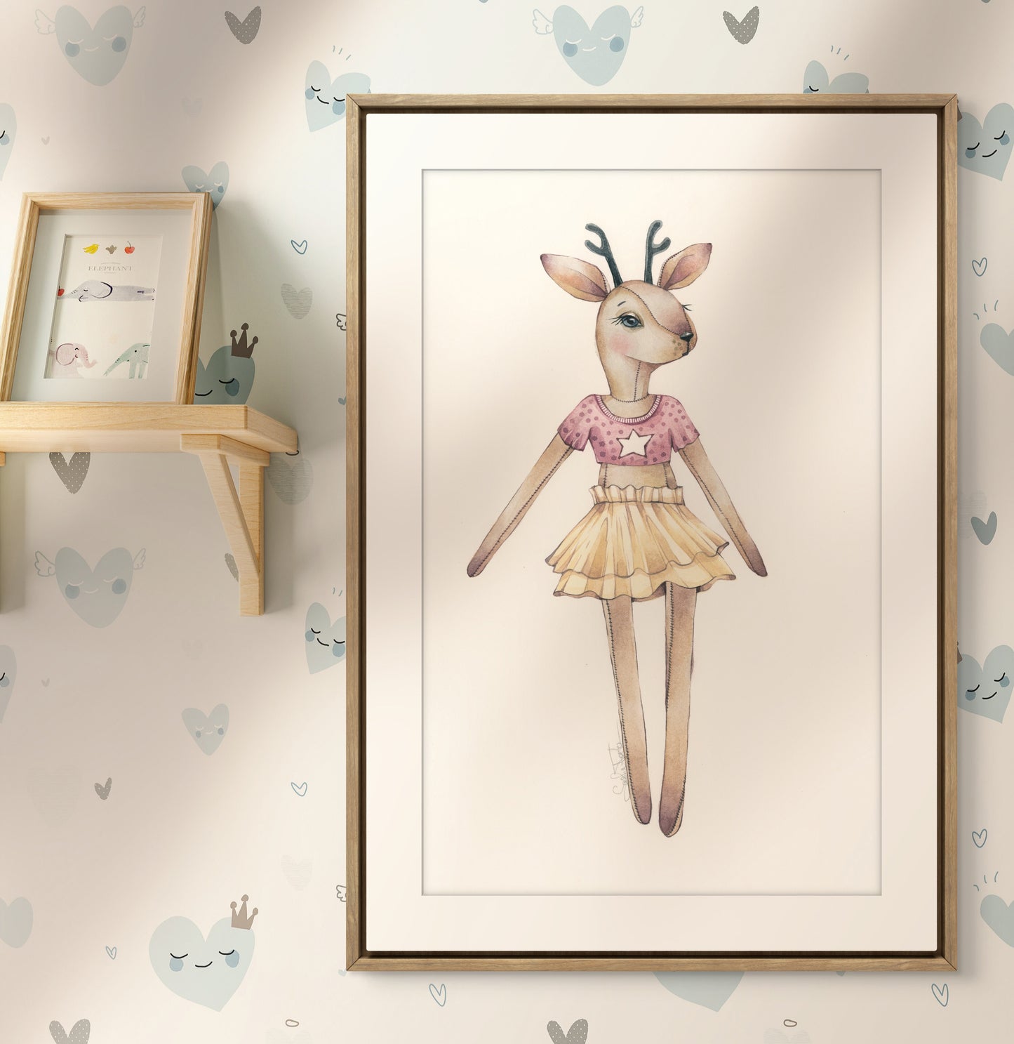 Baby Deer Plush. Original watercolor painting.