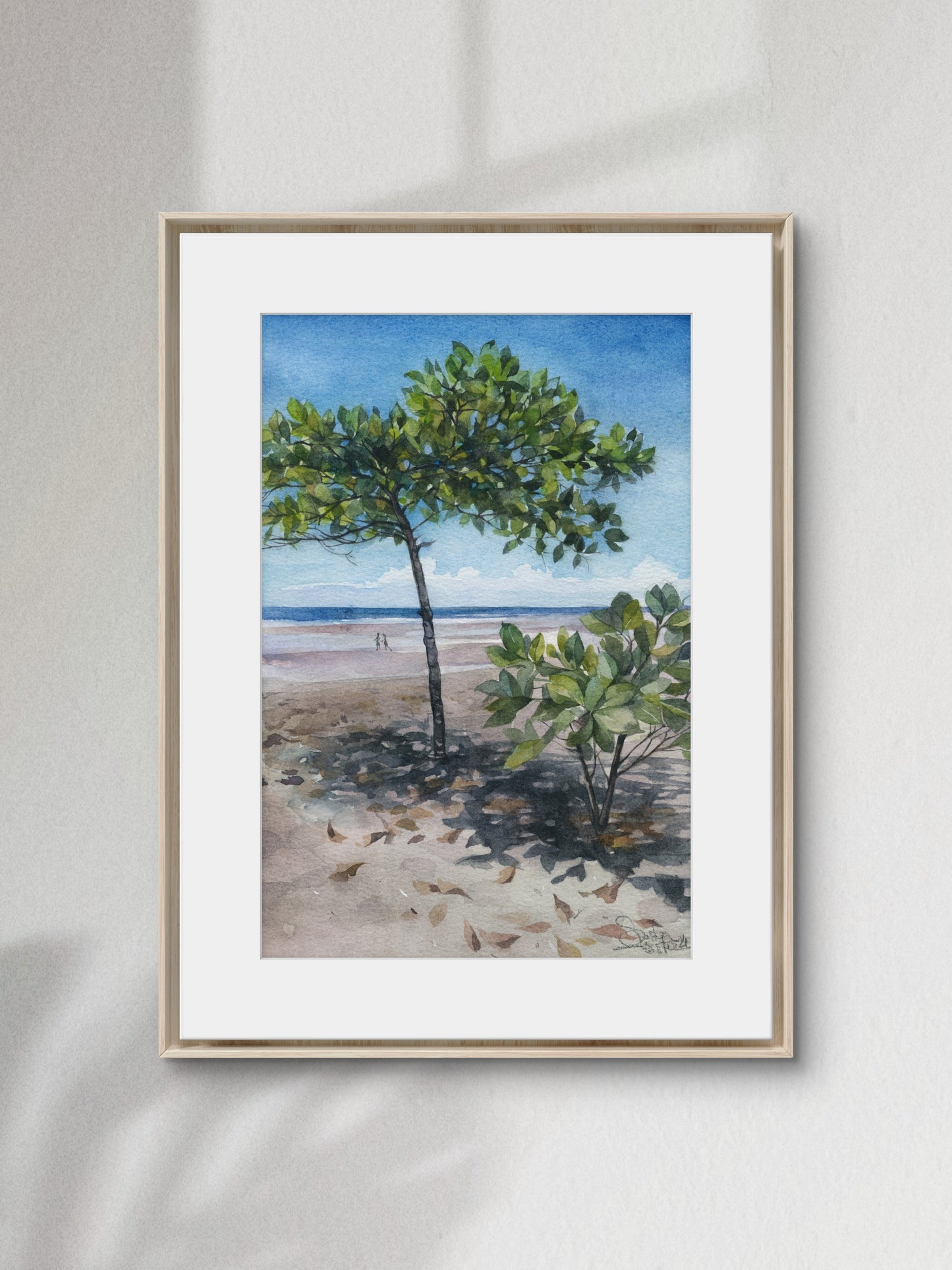 Together by the Shore. Original watercolor painting.