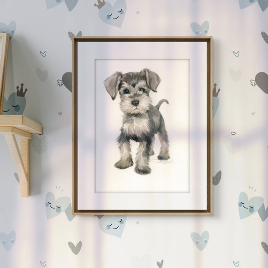 Baby Schnauzer. Original watercolor painting.