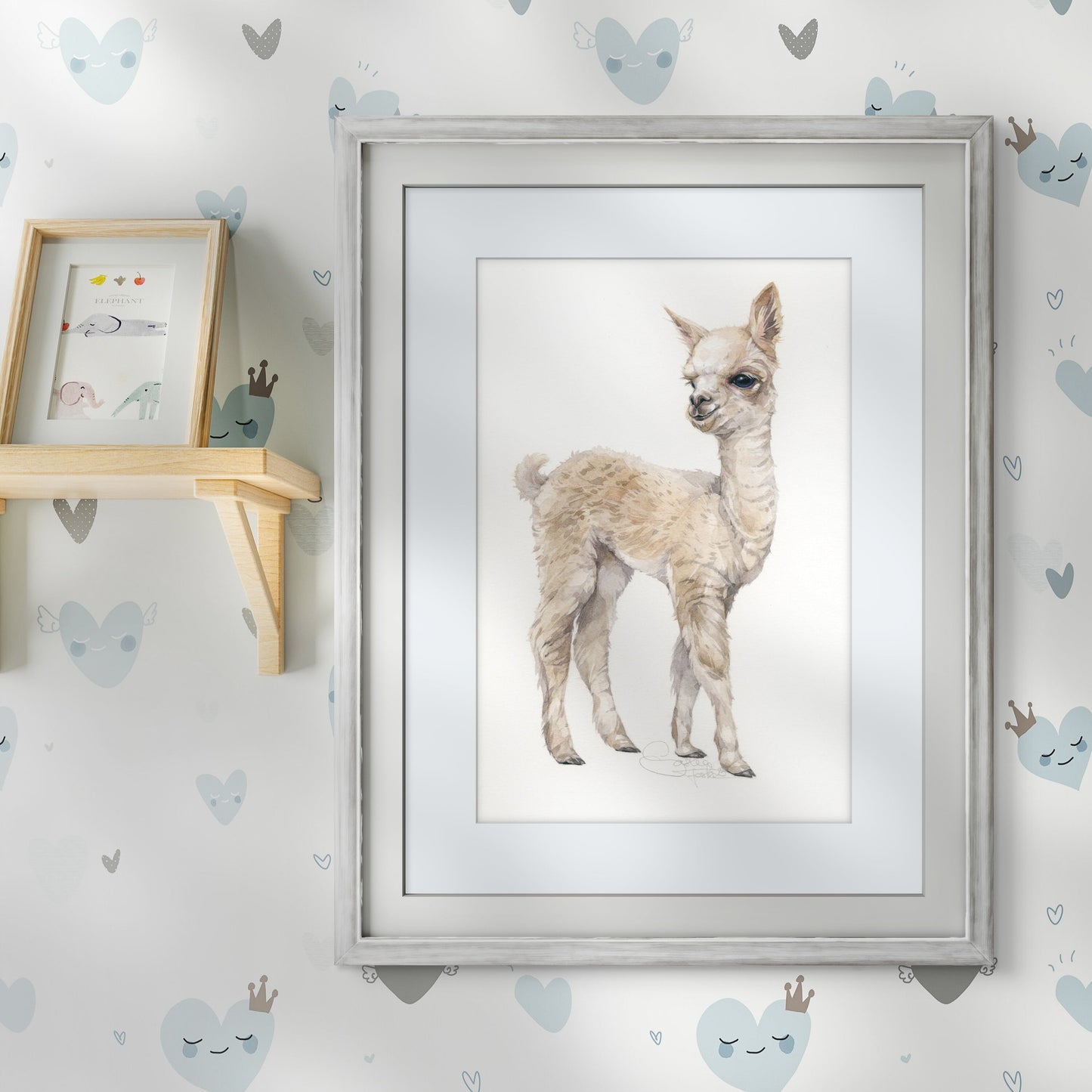 Baby Alpaca. Original watercolor painting.