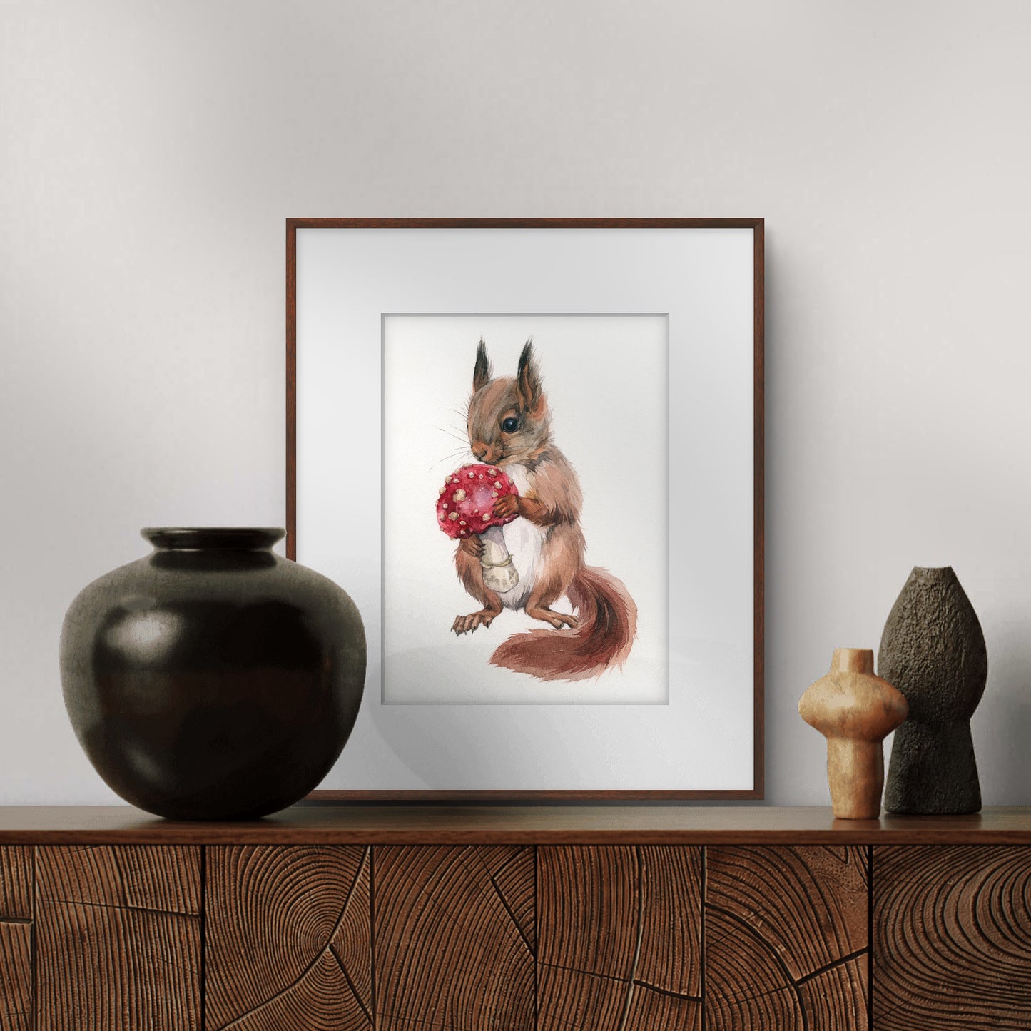 Baby Squirrel. Original watercolor painting.
